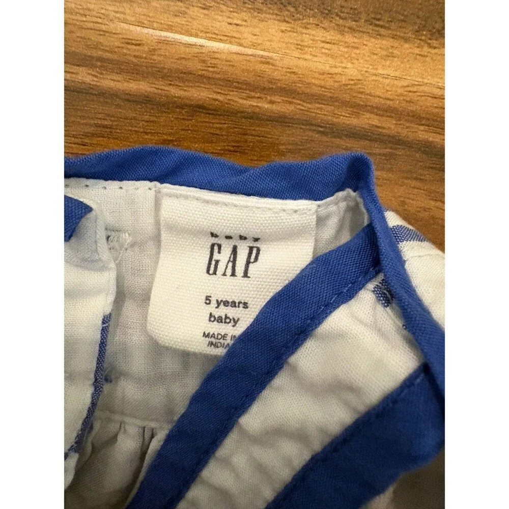 Baby Gap Poplin Patchwork Dress, Blue and White, Size 5T